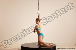 Underwear Gymnastic poses Woman White Moving poses Slim long blond Dynamic poses Academic